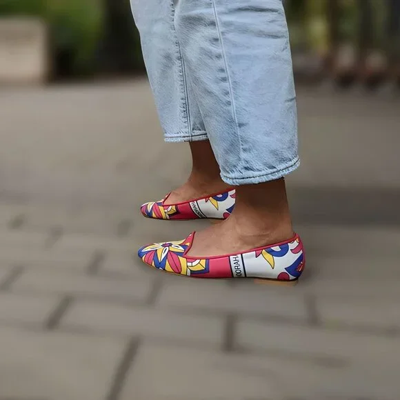 Ballet Flats, Loafers - Red & Yellow - Picture 5 of 5